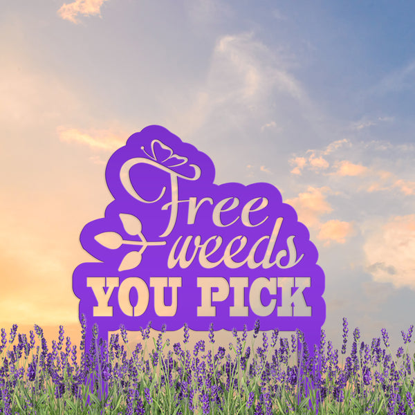 Free Weeds You Pick Metal Yard Stake - Garden Decor-Flowerbed Yard Ornaments Decor