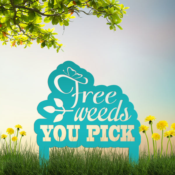 Free Weeds You Pick Metal Yard Stake - Garden Decor-Flowerbed Yard Ornaments Decor