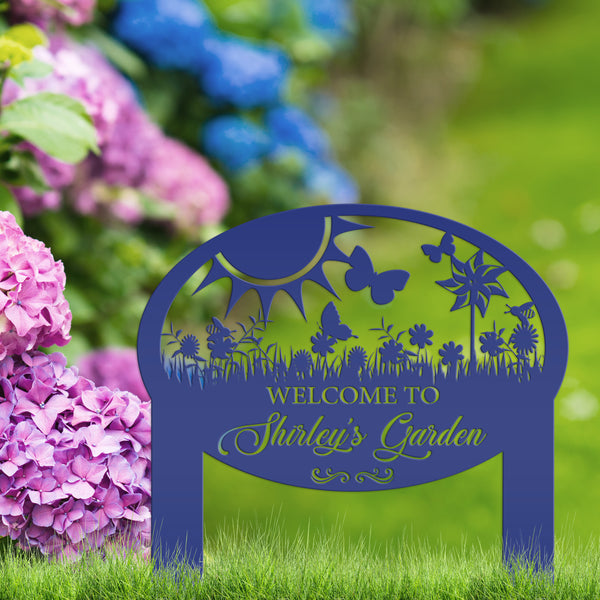 Custom Garden Sign With Flowers and Butterflies