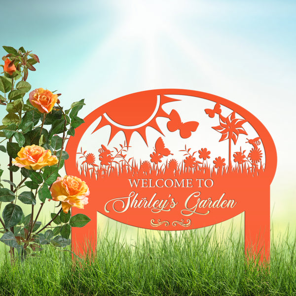 Custom Garden Sign With Flowers and Butterflies