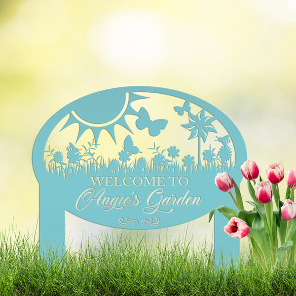 Custom Garden Sign With Flowers and Butterflies