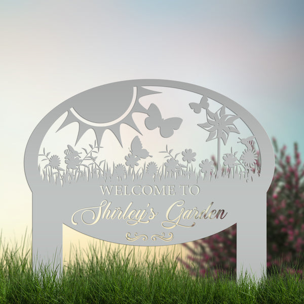 Custom Garden Sign With Flowers and Butterflies