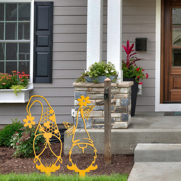 Gnome Metal Yard -Garden Stakes-Outdoor Lawn Gnome Stakes-Gnome Lovers-Garden Gnome Yard Ornaments-Outdoor Gnome Yard Stakes