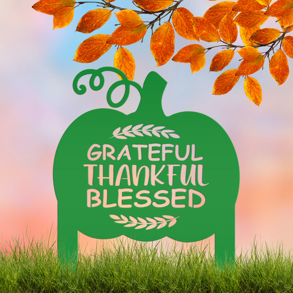 Grateful Thankful Blessed Yard Stake - Autumn Decor-Fall Decor