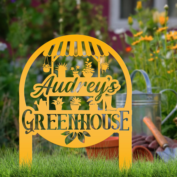 Personalized Greenhouse Metal Yard Stake - Mother's Day Gift