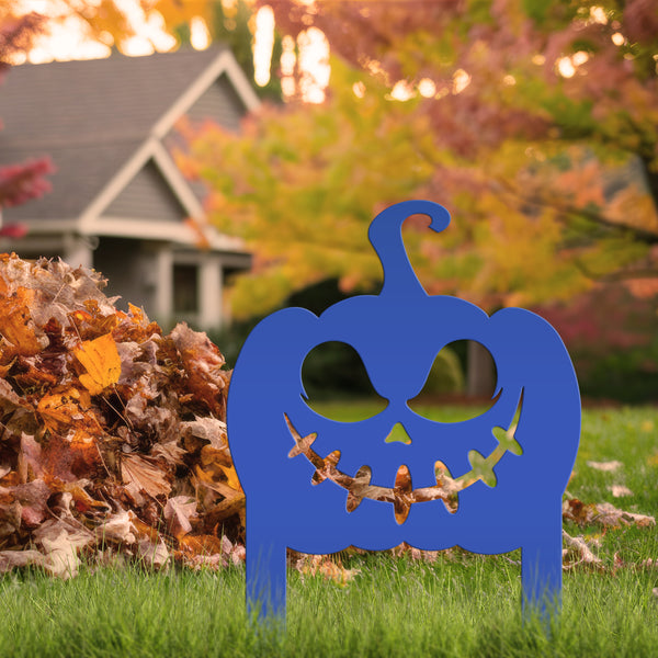 Jack O Lantern Metal Yard Stake - Halloween Pumpkin Decor
