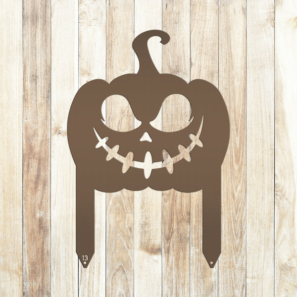 Jack O Lantern Metal Yard Stake - Halloween Pumpkin Decor