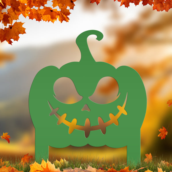 Jack O Lantern Metal Yard Stake - Halloween Pumpkin Decor