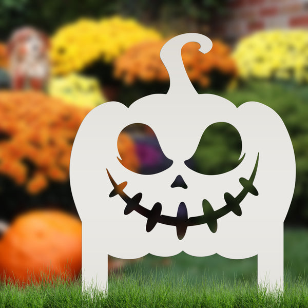 Jack O Lantern Metal Yard Stake - Halloween Pumpkin Decor