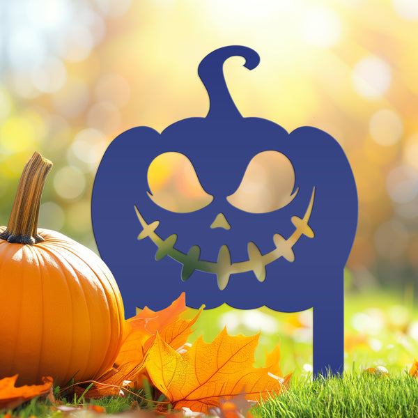 Jack O Lantern Metal Yard Stake - Halloween Pumpkin Decor
