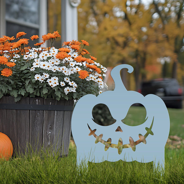 Jack O Lantern Metal Yard Stake - Halloween Pumpkin Decor