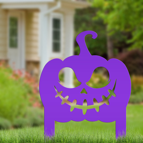 Jack O Lantern Metal Yard Stake - Halloween Pumpkin Decor