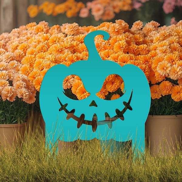 Jack O Lantern Metal Yard Stake - Halloween Pumpkin Decor
