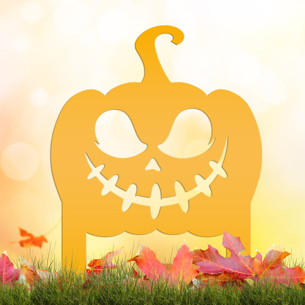 Jack O Lantern Metal Yard Stake - Halloween Pumpkin Decor