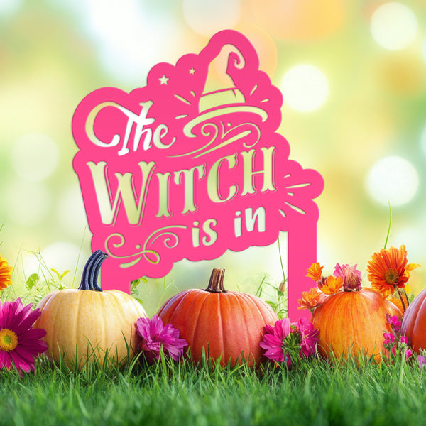 The Witch Is In Metal Yard Stake - Halloween Decor