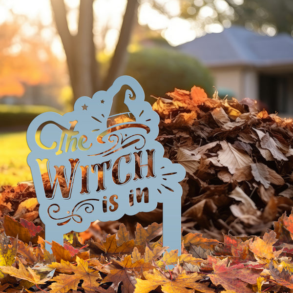 The Witch Is In Metal Yard Stake - Halloween Decor