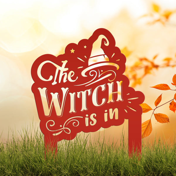 The Witch Is In Metal Yard Stake - Halloween Decor