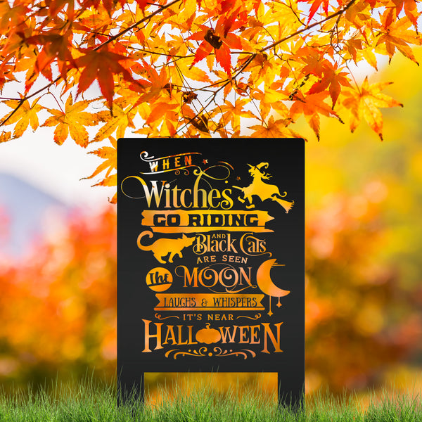 Cute Halloween Saying Metal Yard Stake - Halloween Decor