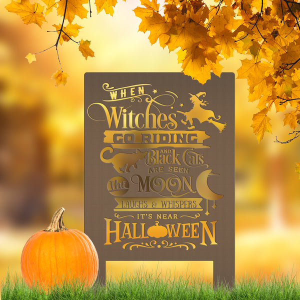 Cute Halloween Saying Metal Yard Stake - Halloween Decor
