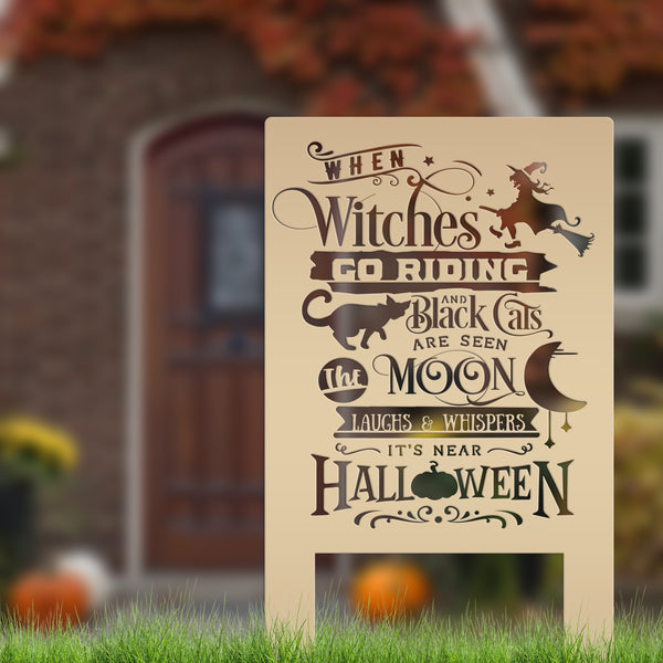 Cute Halloween Saying Metal Yard Stake - Halloween Decor