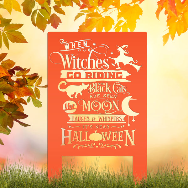 Cute Halloween Saying Metal Yard Stake - Halloween Decor
