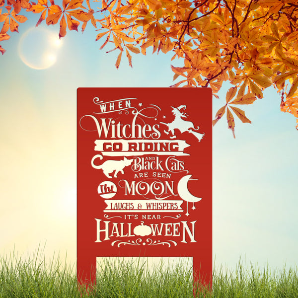 Cute Halloween Saying Metal Yard Stake - Halloween Decor