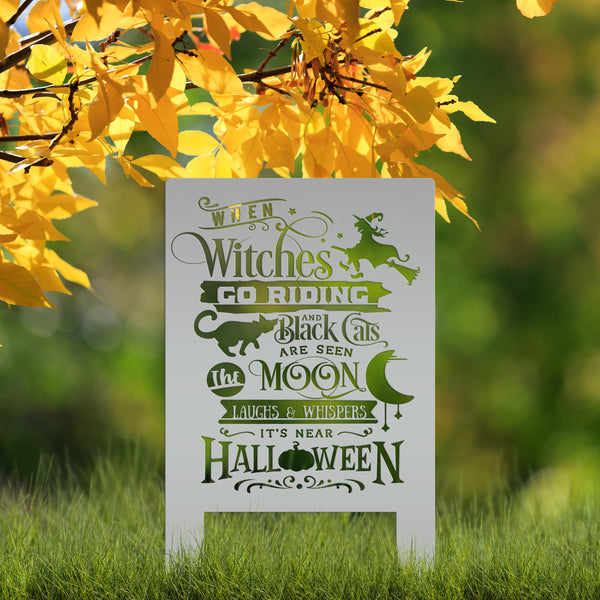 Cute Halloween Saying Metal Yard Stake - Halloween Decor