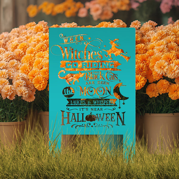 Cute Halloween Saying Metal Yard Stake - Halloween Decor