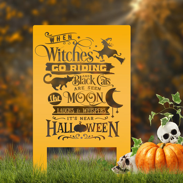 Cute Halloween Saying Metal Yard Stake - Halloween Decor