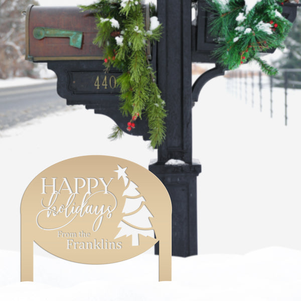 Christmas Sign - Unique Personalized Xmas Yard Decoration - Custom Happy Holidays Yard Stake - Winter Holiday Stake - Festive Outdoor Sign