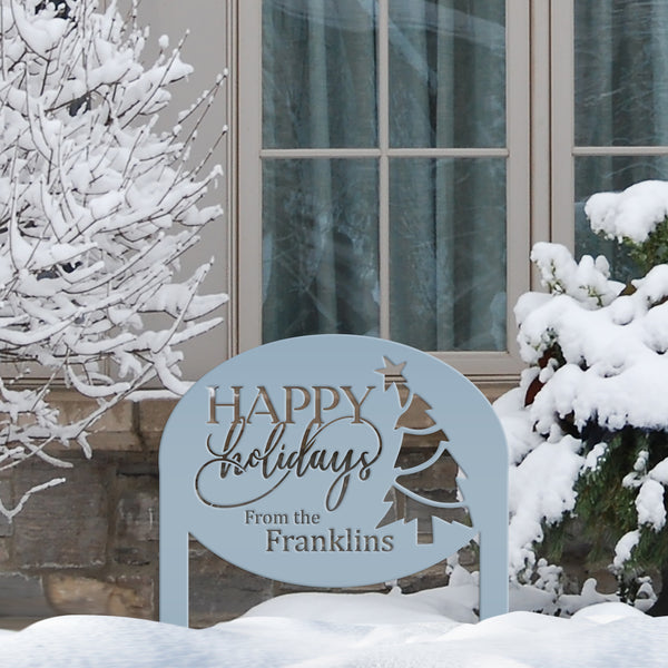 Christmas Sign - Unique Personalized Xmas Yard Decoration - Custom Happy Holidays Yard Stake - Winter Holiday Stake - Festive Outdoor Sign