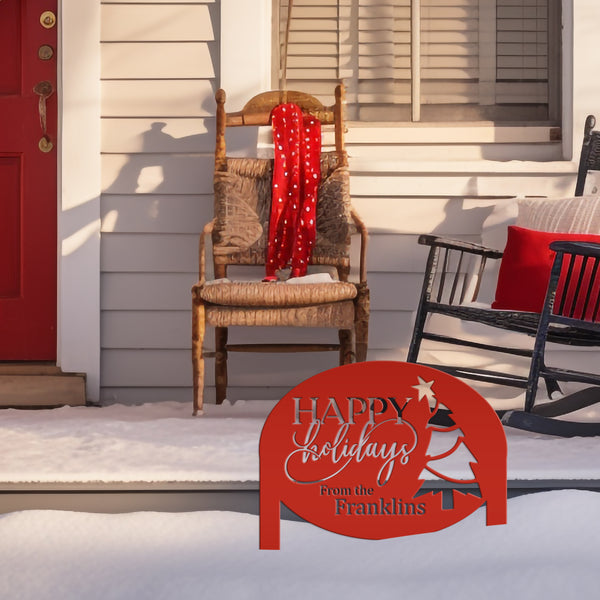Christmas Sign - Unique Personalized Xmas Yard Decoration - Custom Happy Holidays Yard Stake - Winter Holiday Stake - Festive Outdoor Sign