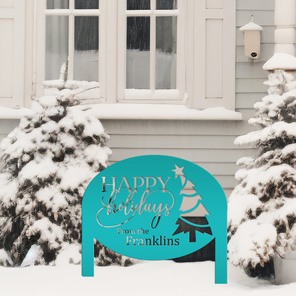 Christmas Sign - Unique Personalized Xmas Yard Decoration - Custom Happy Holidays Yard Stake - Winter Holiday Stake - Festive Outdoor Sign