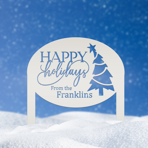 Christmas Sign - Unique Personalized Xmas Yard Decoration - Custom Happy Holidays Yard Stake - Winter Holiday Stake - Festive Outdoor Sign
