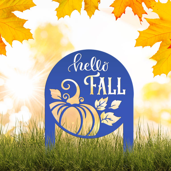 Hello Fall Metal Yard Stake - Autumn Decor