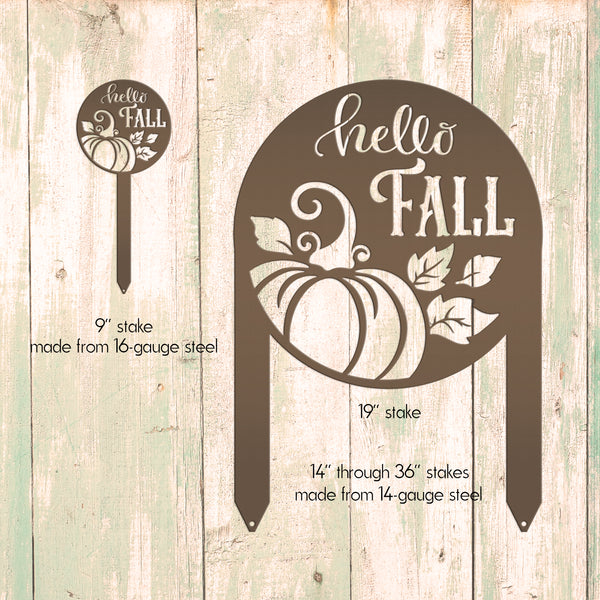 Hello Fall Metal Yard Stake - Autumn Decor
