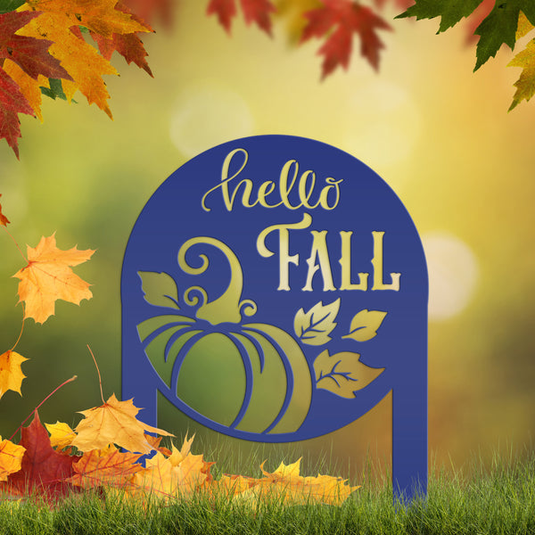 Hello Fall Metal Yard Stake - Autumn Decor
