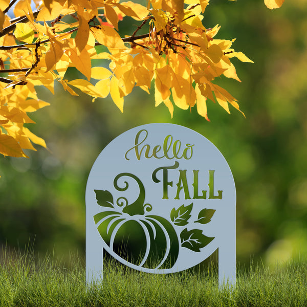 Hello Fall Metal Yard Stake - Autumn Decor