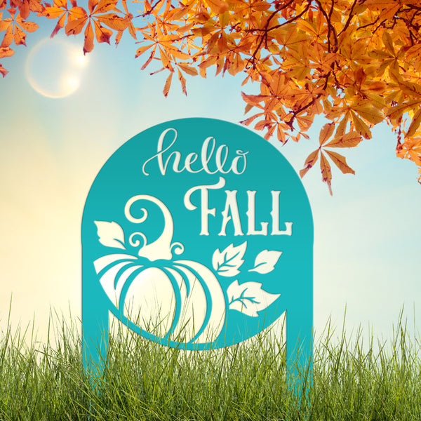 Hello Fall Metal Yard Stake - Autumn Decor