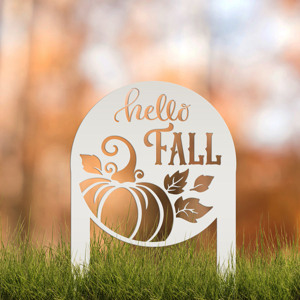 Hello Fall Metal Yard Stake - Autumn Decor