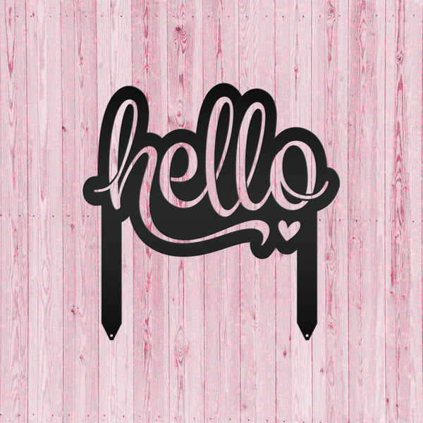 Welcoming Hello Metal Outdoor Yard Stake - Charming Front Lawn Decor - Laser Cut Garden Decoration - Unique Welcome Sign - Housewarming Gift