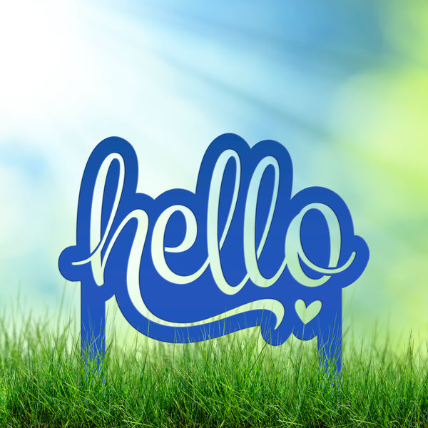Welcoming Hello Metal Outdoor Yard Stake - Charming Front Lawn Decor - Laser Cut Garden Decoration - Unique Welcome Sign - Housewarming Gift