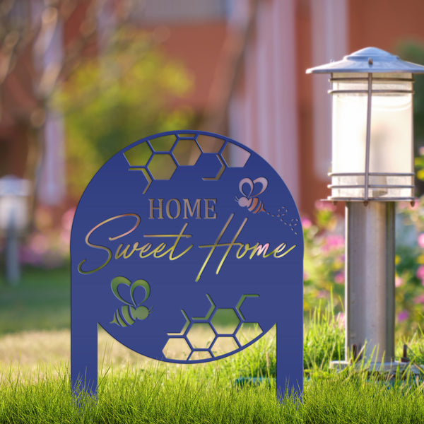 Cute Bee Metal Yard Stake - Perfect Home Sweet Home Garden Decor - Charming Bee Metal Sign - Welcoming Lawn Decoration - Housewarming Gift