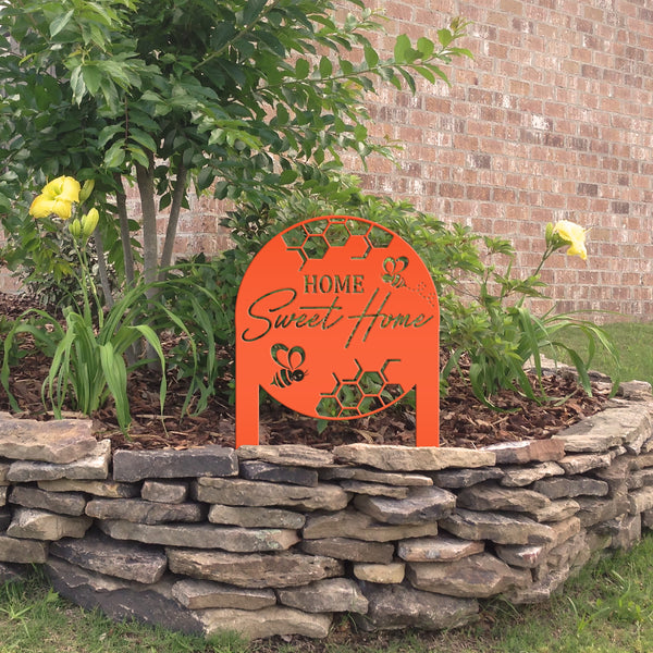Cute Bee Metal Yard Stake - Perfect Home Sweet Home Garden Decor - Charming Bee Metal Sign - Welcoming Lawn Decoration - Housewarming Gift