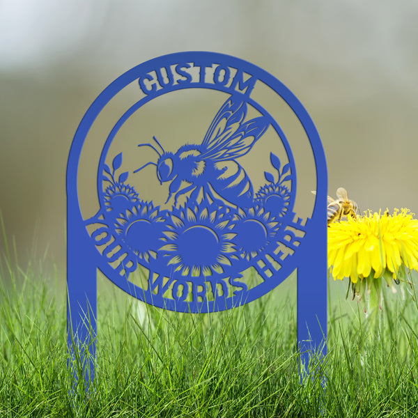 Custom Sunflower Garden Stake with Bee Design - Personalized Metal Yard Art - Honeybee Farmhouse Decor - Unique Farm Sign - Gift for Grandma