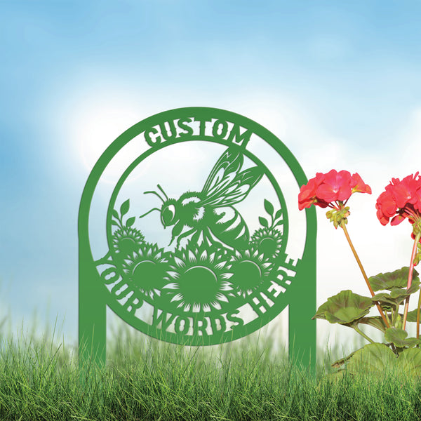 Custom Sunflower Garden Stake with Bee Design - Personalized Metal Yard Art - Honeybee Farmhouse Decor - Unique Farm Sign - Gift for Grandma