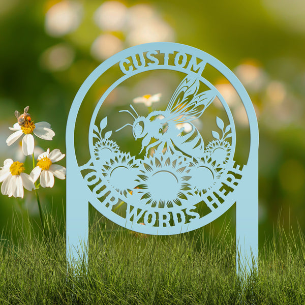 Custom Sunflower Garden Stake with Bee Design - Personalized Metal Yard Art - Honeybee Farmhouse Decor - Unique Farm Sign - Gift for Grandma