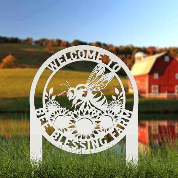 Custom Sunflower Garden Stake with Bee Design - Personalized Metal Yard Art - Honeybee Farmhouse Decor - Unique Farm Sign - Gift for Grandma