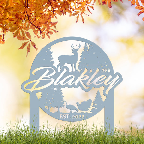 Custom Deer and Turkey Metal Yard Stake - Personalized Custom Lawn-Yard Sign, Gift for Hunter, Hunting Gift