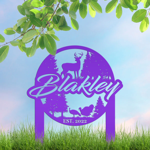 Custom Deer and Turkey Metal Yard Stake - Personalized Custom Lawn-Yard Sign, Gift for Hunter, Hunting Gift